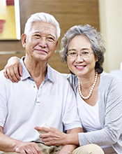 Affectionate elderly couple
