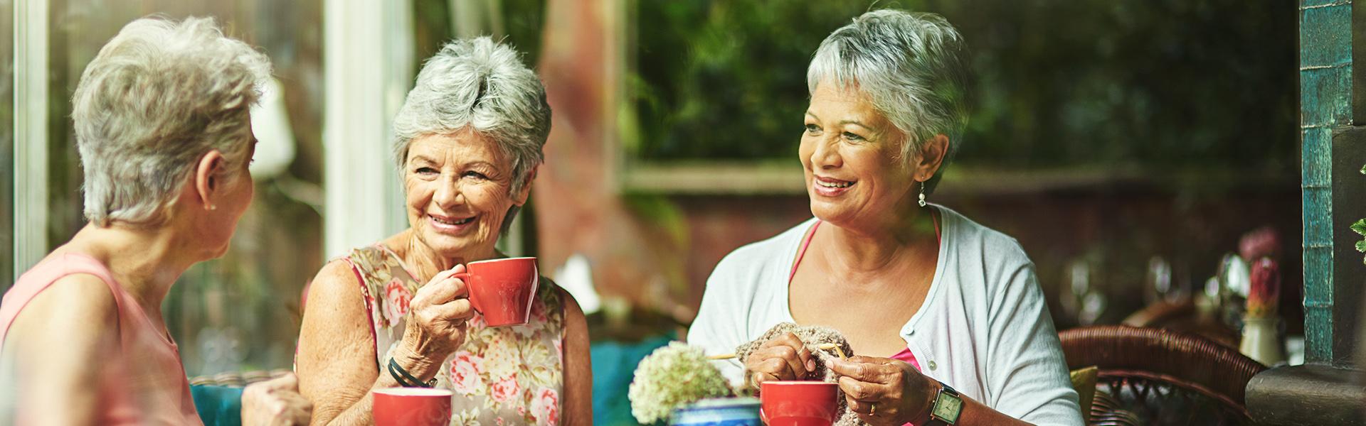 Pensioners enjoying a cup of tea