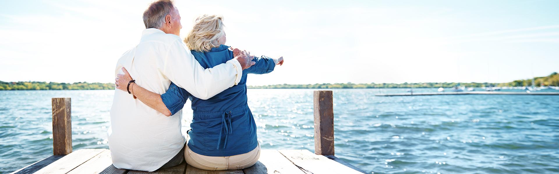 Elderly couple on a pier