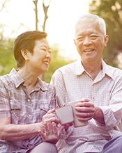 Content elderly couple enjoying life