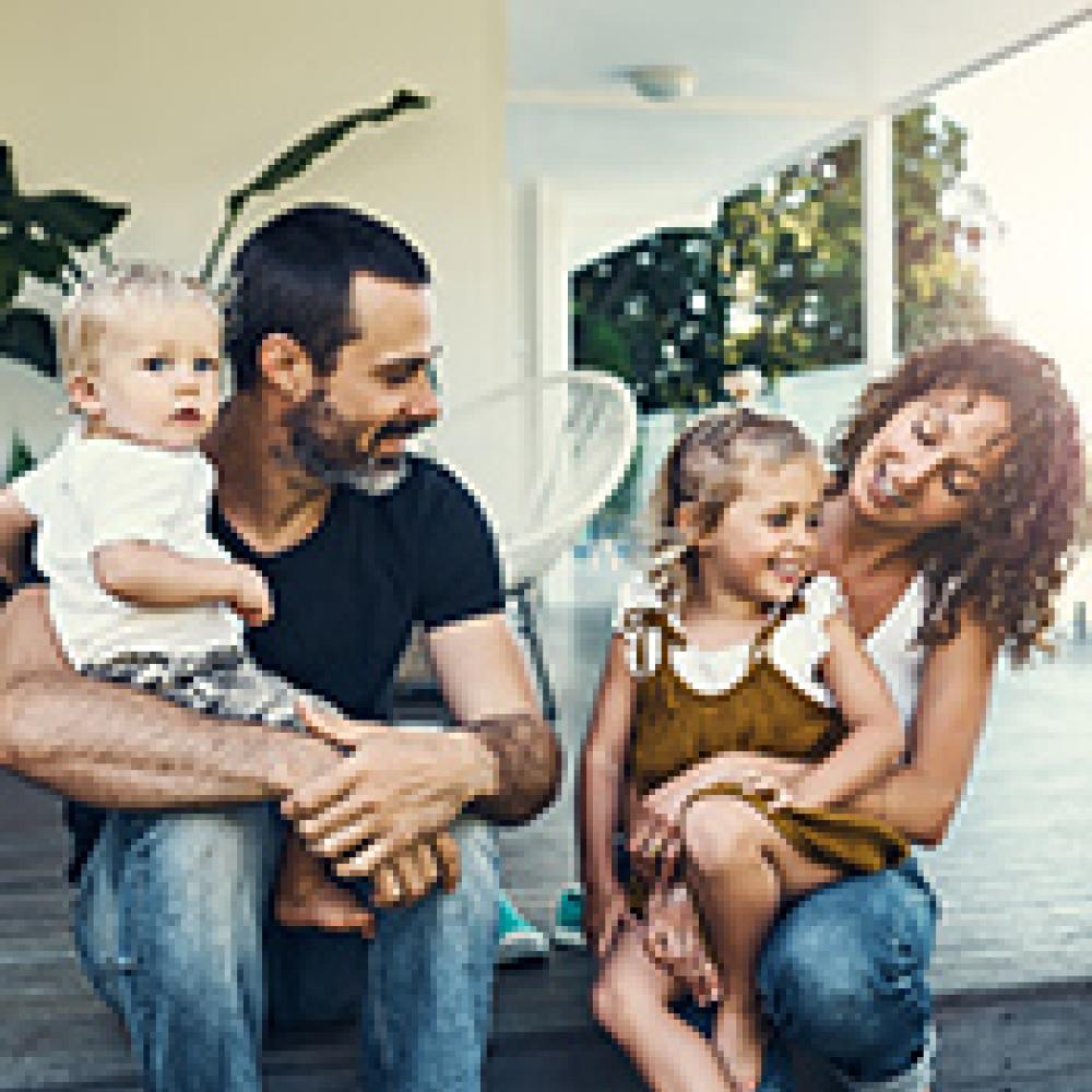 Young family at home