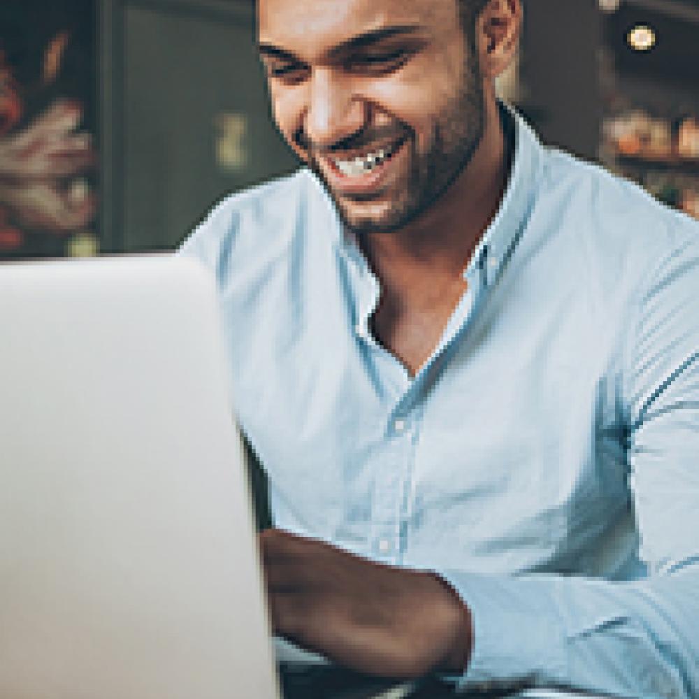 Male researcher on his laptop