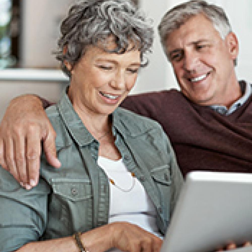 Couple researching online
